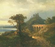 Johann Koler Italian landscape oil painting on canvas
